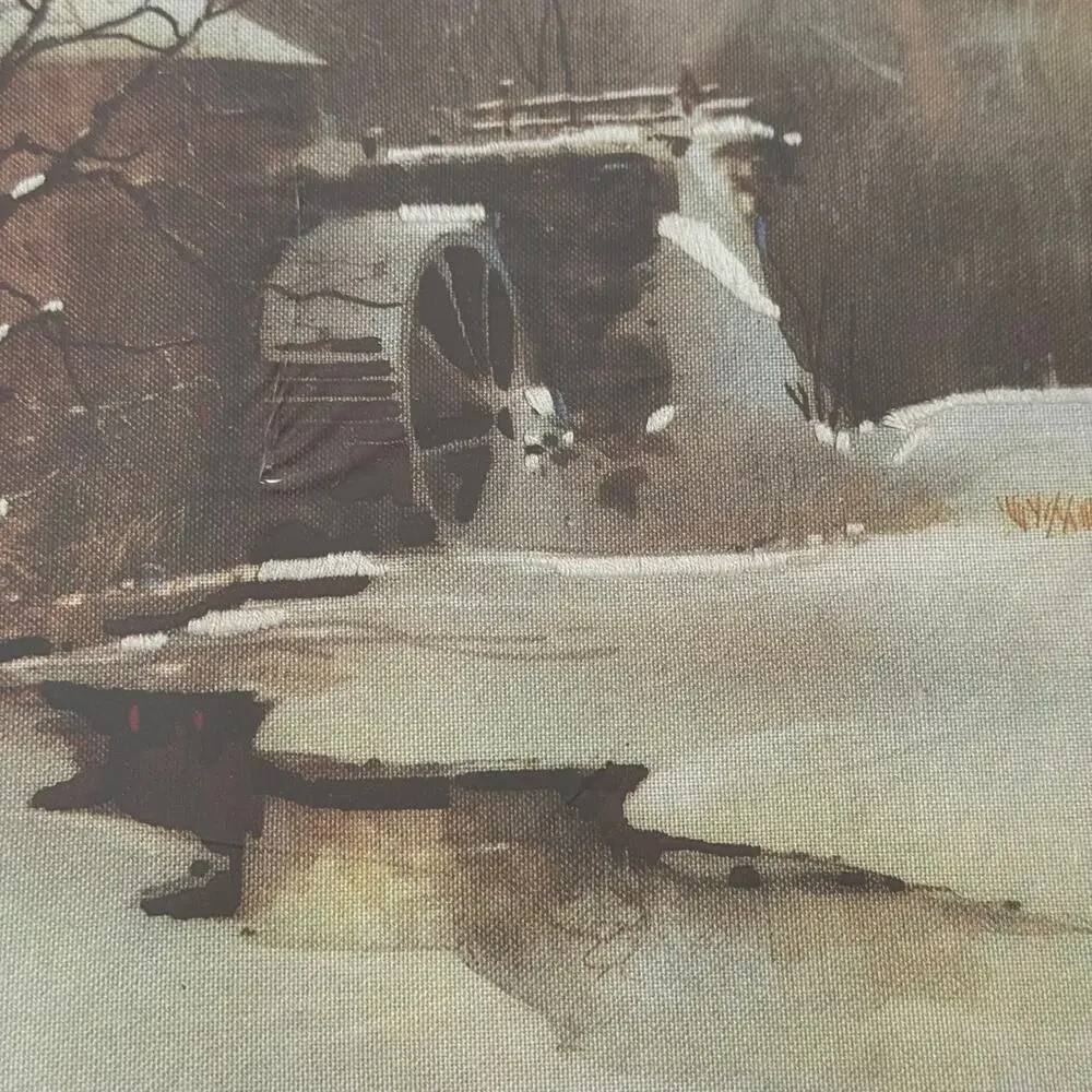 Vintage 1987 Sunset Stitchery 2429 Winter Waterwheel 14x18